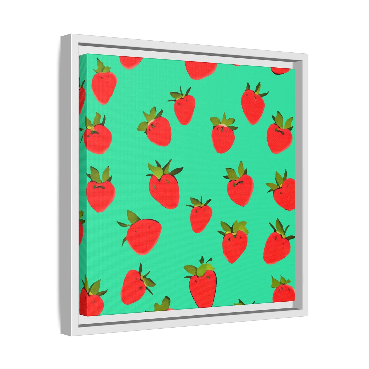 Strawberry Pattern - Framed Canvas