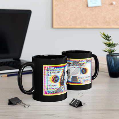 100 Dollars Bill - Neon Color Explosion - Black Mug