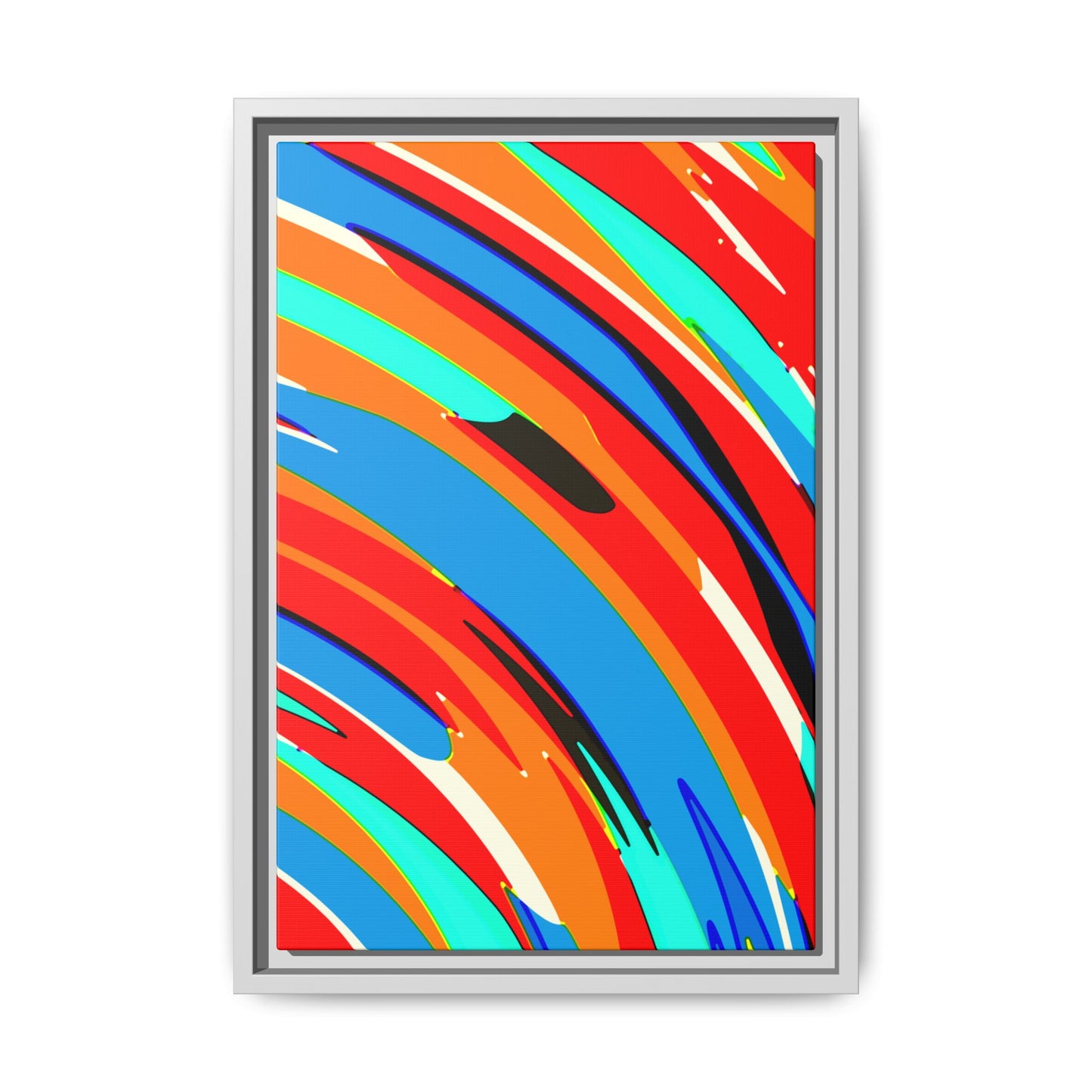 Abstract Rainbow Swirl Arc - Framed Canvas