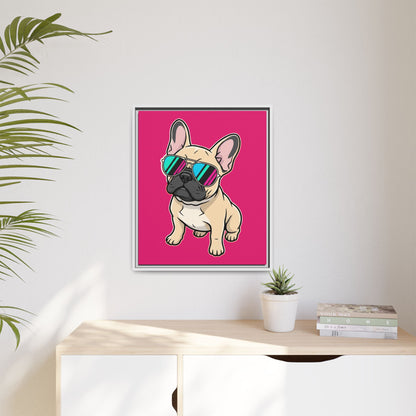 French Bulldog with Sunglasses - Framed Canvas