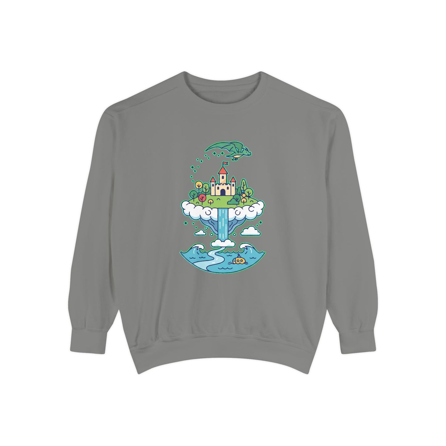Floating Castle Dragon - Magical Fantasy Island - Sweatshirt