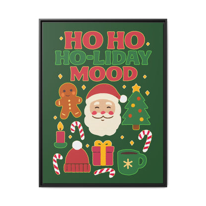 Framed Canvas Art, Festive Holiday, Cheerful Wall Art for Christmas, Santa Decor, Ho Ho Ho Seasonal Gift, Holiday Mood Wall Art