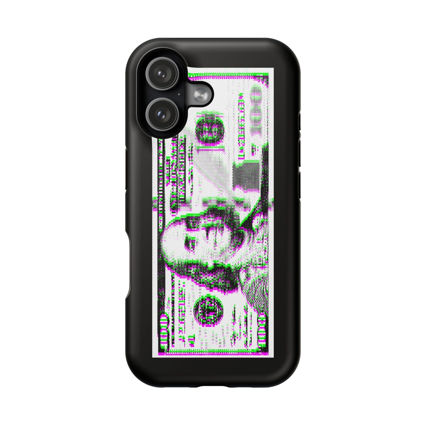100 Dollars Bill - Green/Magenta Glitch - Magnetic Phone Case
