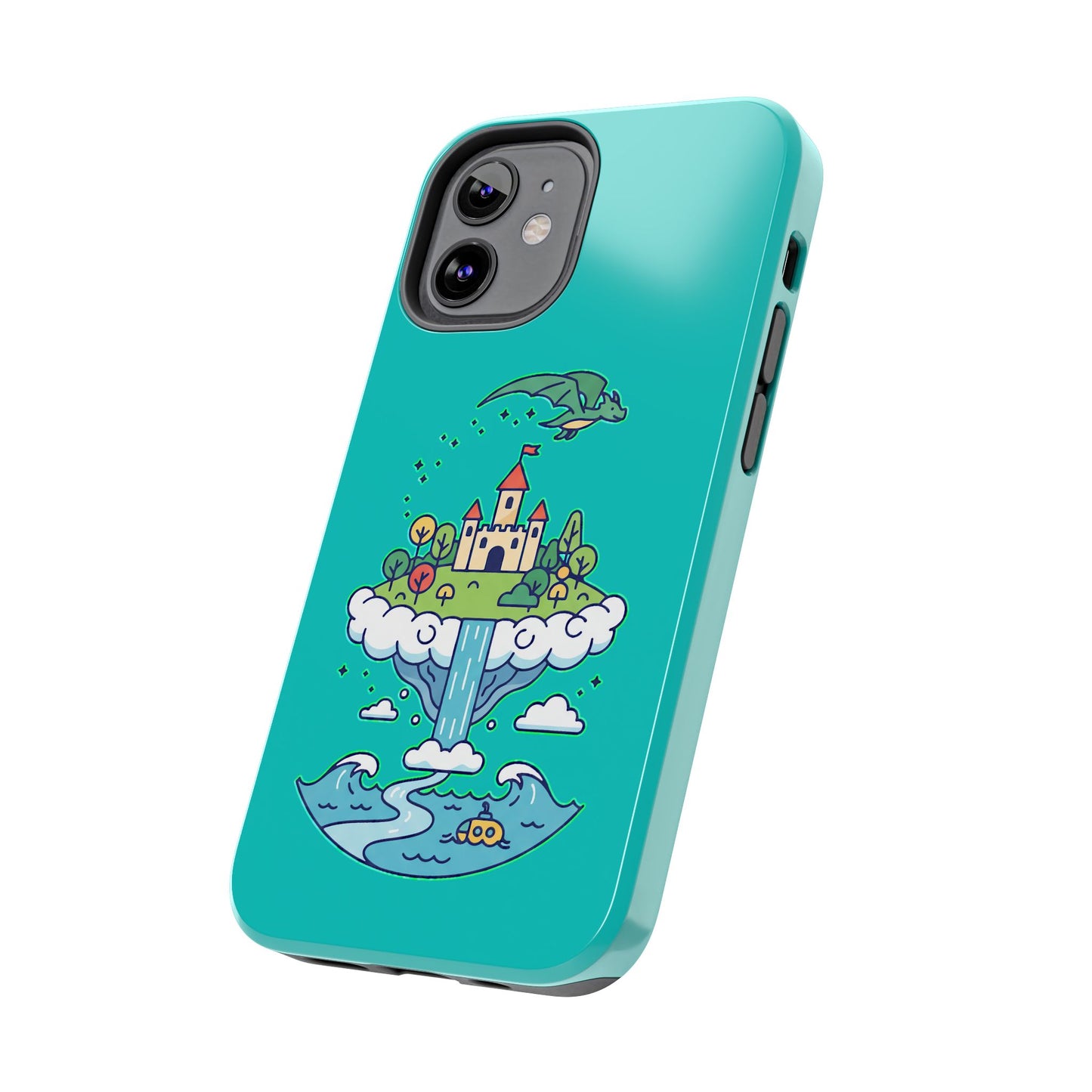 Floating Castle Dragon - Magical Fantasy Island - Phone Case