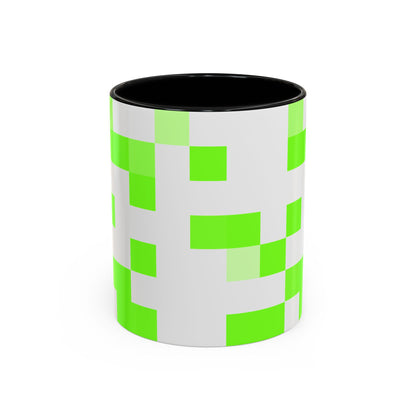 Lime Green Pixel Grid - Color Accent Mug