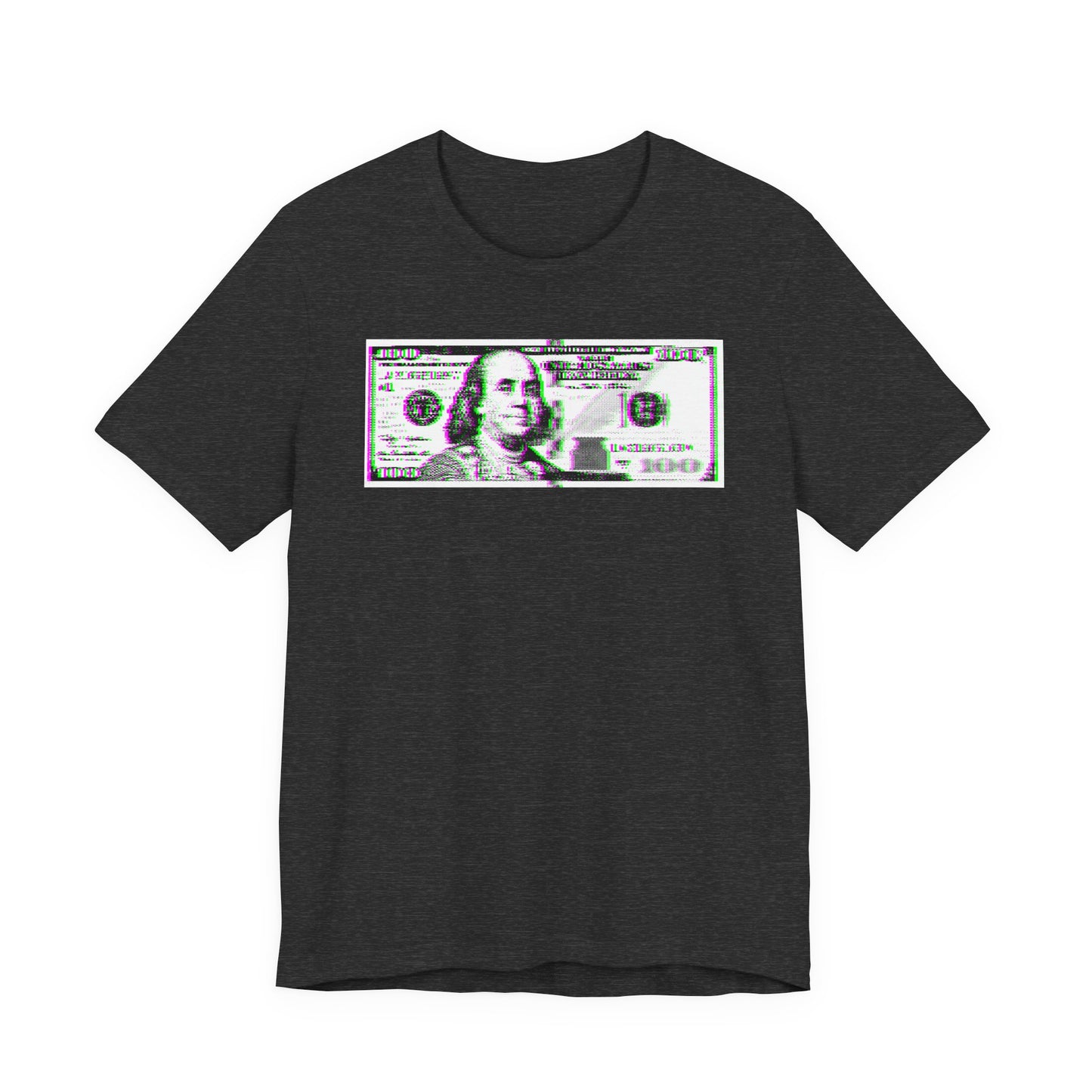 100 Dollars Bill - Green/Magenta Glitch - T-Shirt