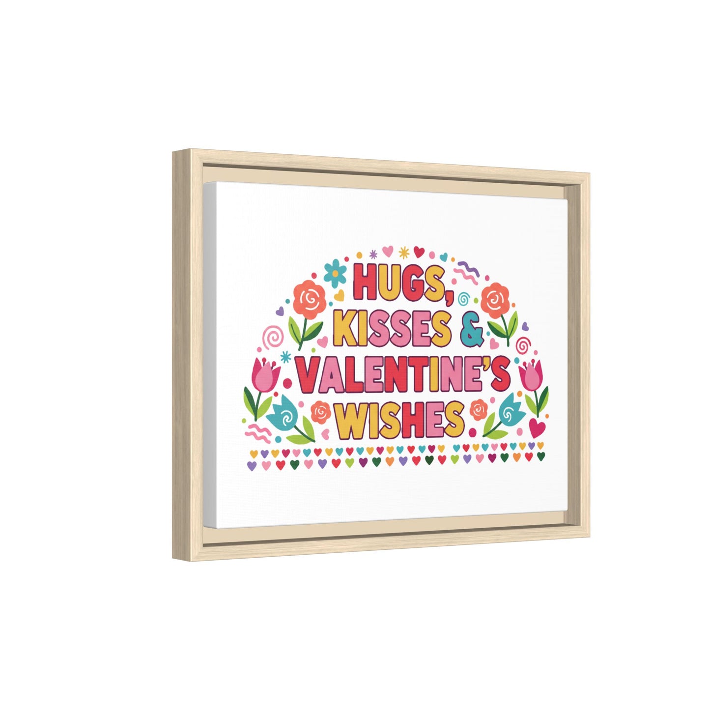 Hugs Kisses & Valentine's Wishes - Framed Canvas