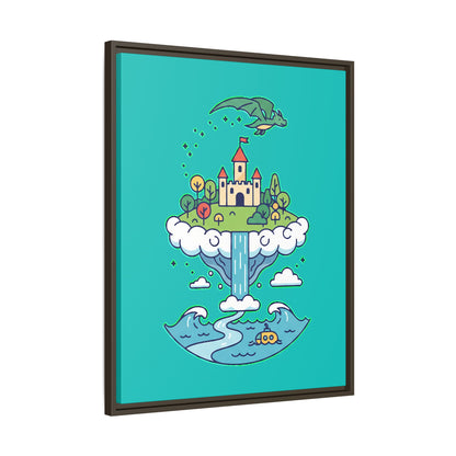 Floating Castle Dragon - Magical Fantasy Island - Framed Canvas