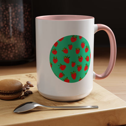 Strawberry Pattern - Color Accent Mug