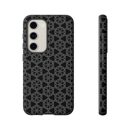 Geometric Pattern Phone Case, Dark Floral Case for Tough Protection, Stylish Smartphone Accessory, Gift for Tech Lovers, Trendy Mobile Cover
