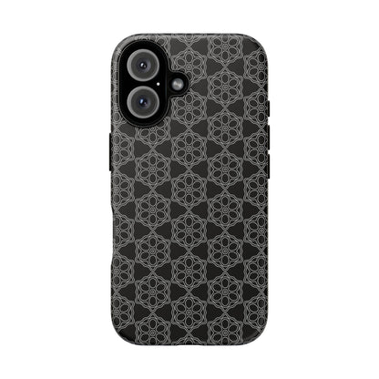 Geometric Pattern Phone Case, Dark Floral Case for Tough Protection, Stylish Smartphone Accessory, Gift for Tech Lovers, Trendy Mobile Cover