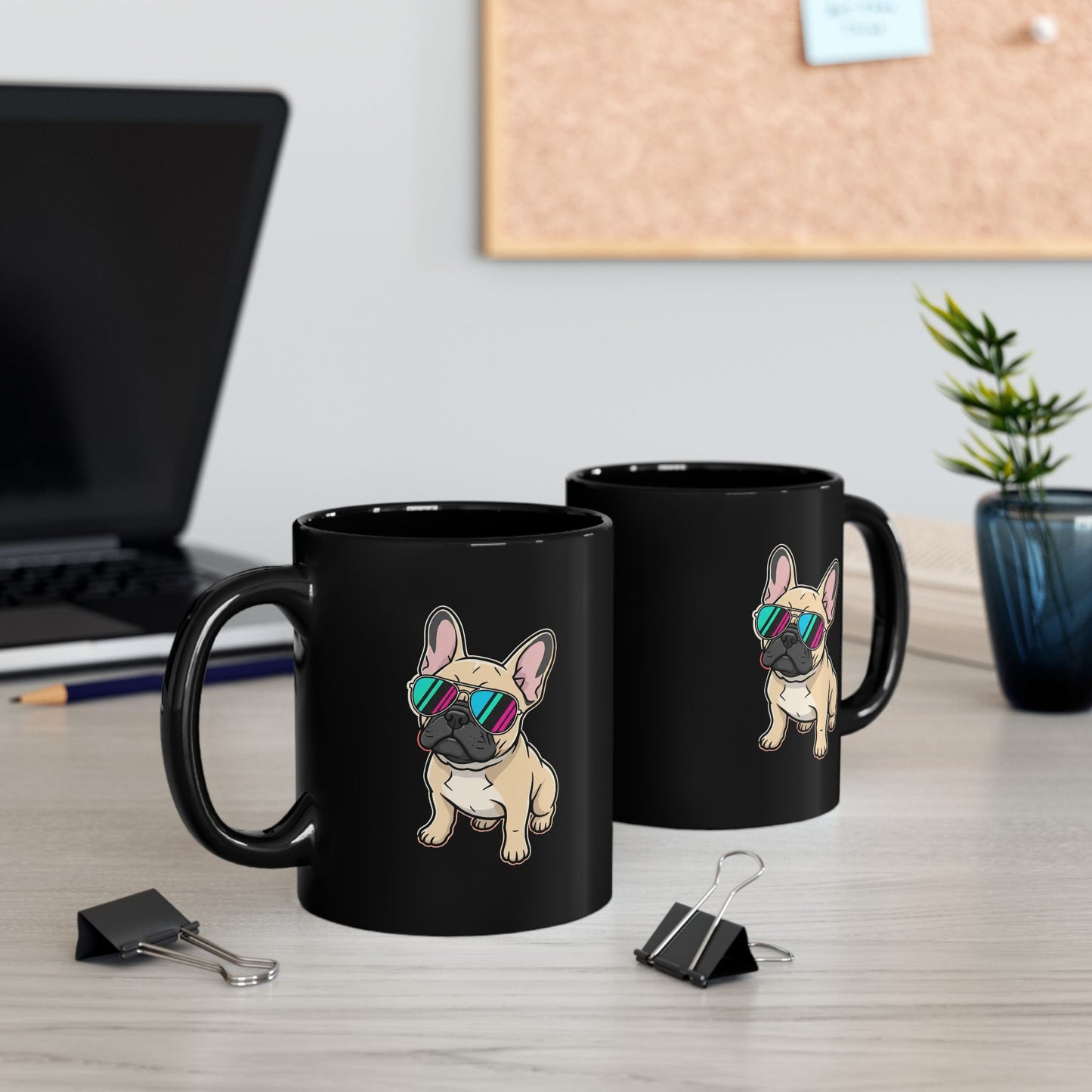 French Bulldog with Sunglasses - Black Mug