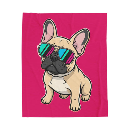 French Bulldog with Sunglasses - Plush Blanket