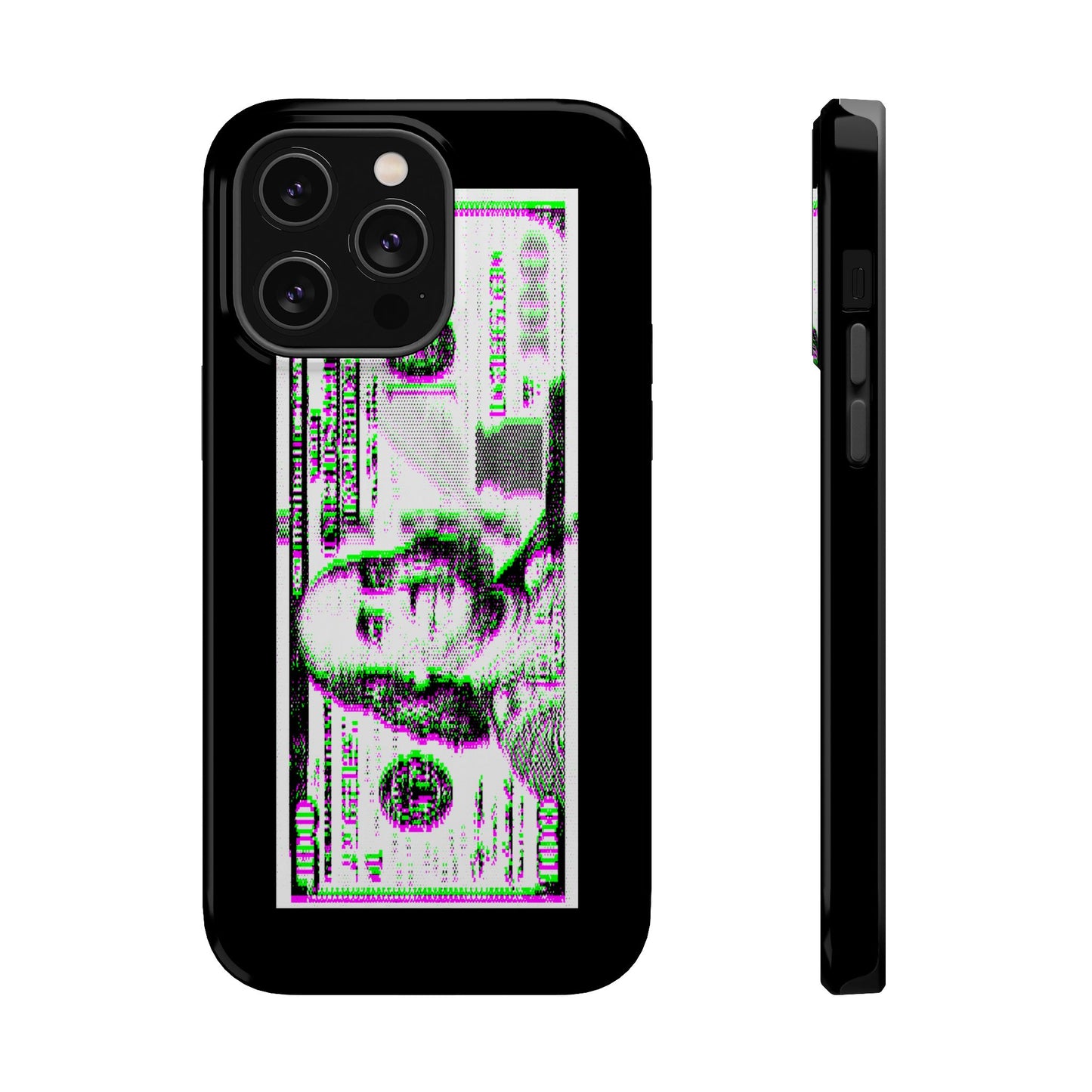 100 Dollars Bill - Green/Magenta Glitch - Magnetic Phone Case