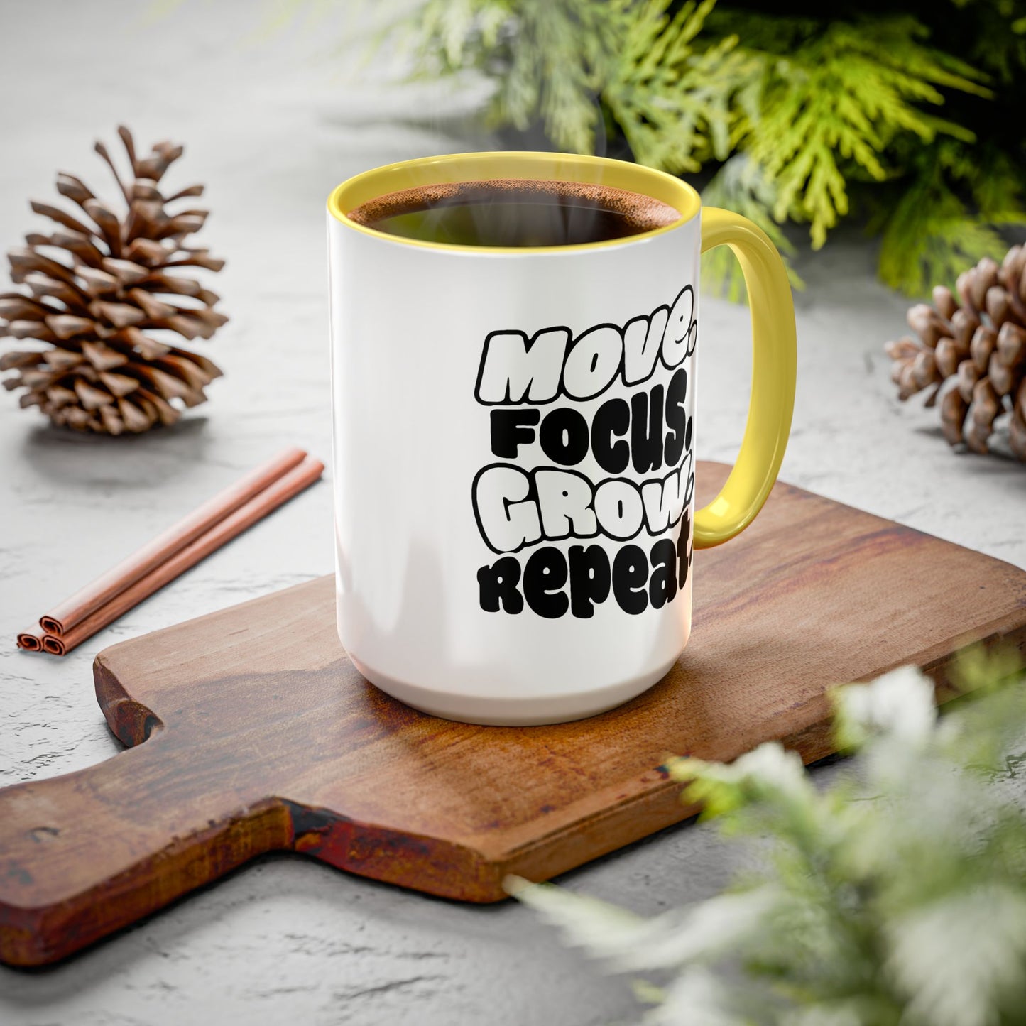 Move. Focus. Grow. Repeat. - Colorful Mug