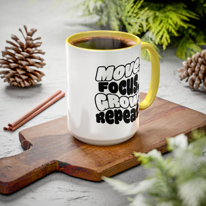 Move. Focus. Grow. Repeat. - Colorful Mug