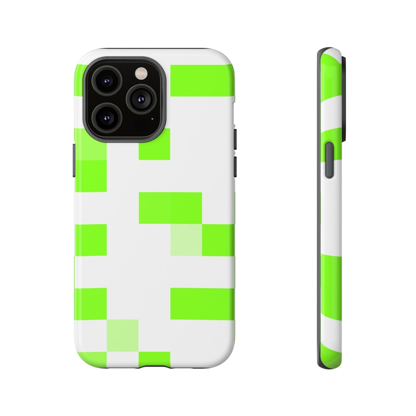 Lime Green Pixel Grid - Phone Case
