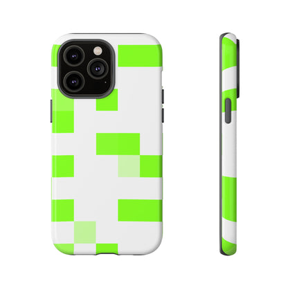 Lime Green Pixel Grid - Phone Case