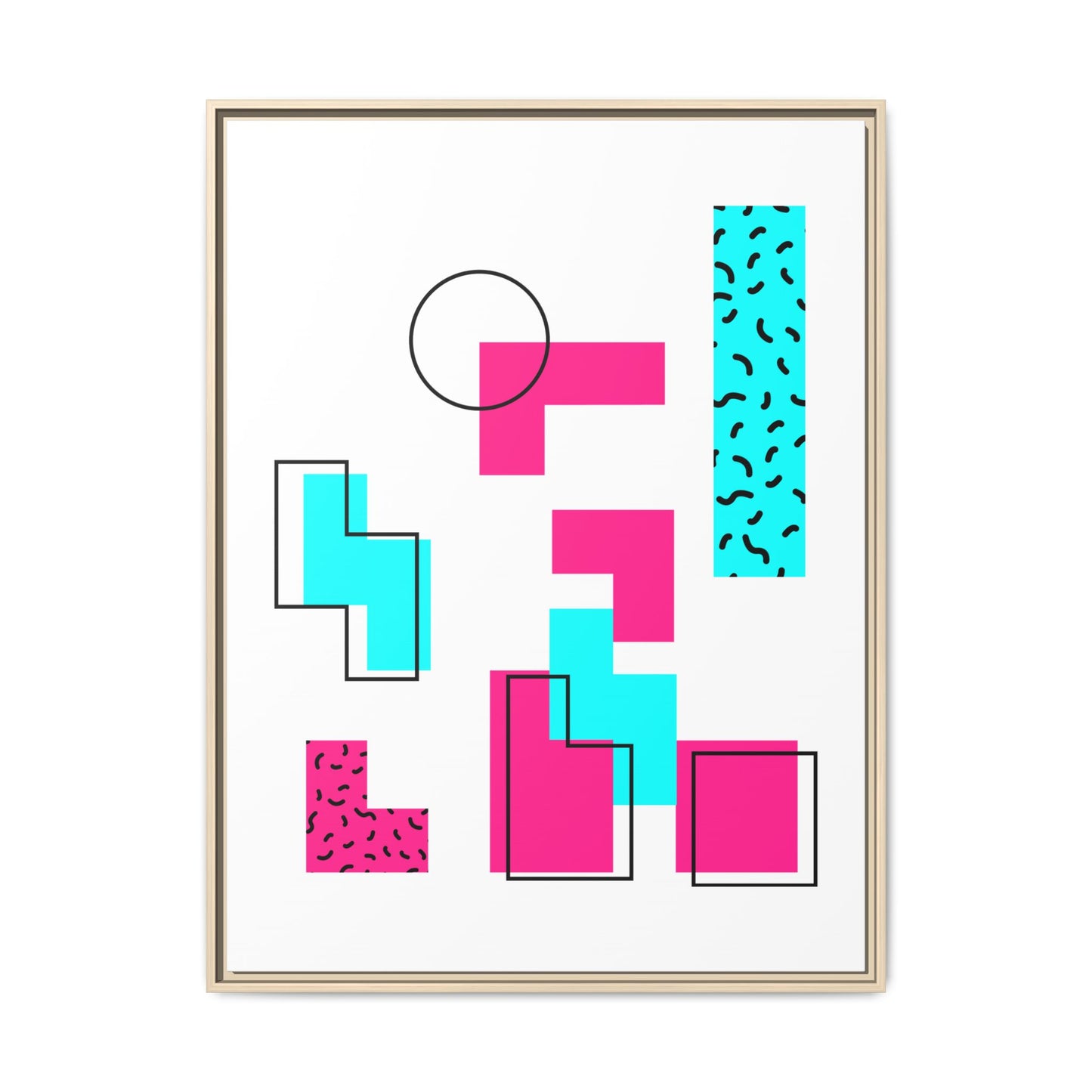 Retro Geometric Vibes - Framed Canvas