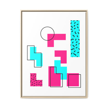 Retro Geometric Vibes - Framed Canvas