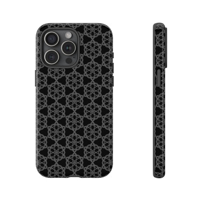 Geometric Pattern Phone Case, Dark Floral Case for Tough Protection, Stylish Smartphone Accessory, Gift for Tech Lovers, Trendy Mobile Cover