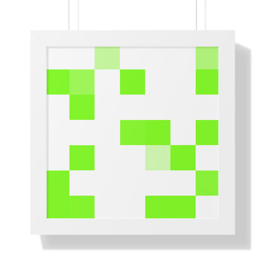 Lime Green Pixel Grid - Framed Poster