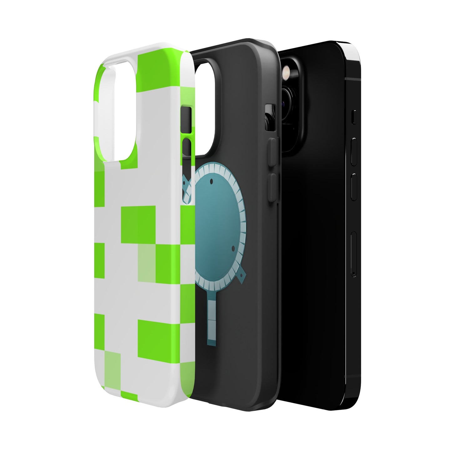 Lime Green Pixel Grid - Magnetic Phone Case