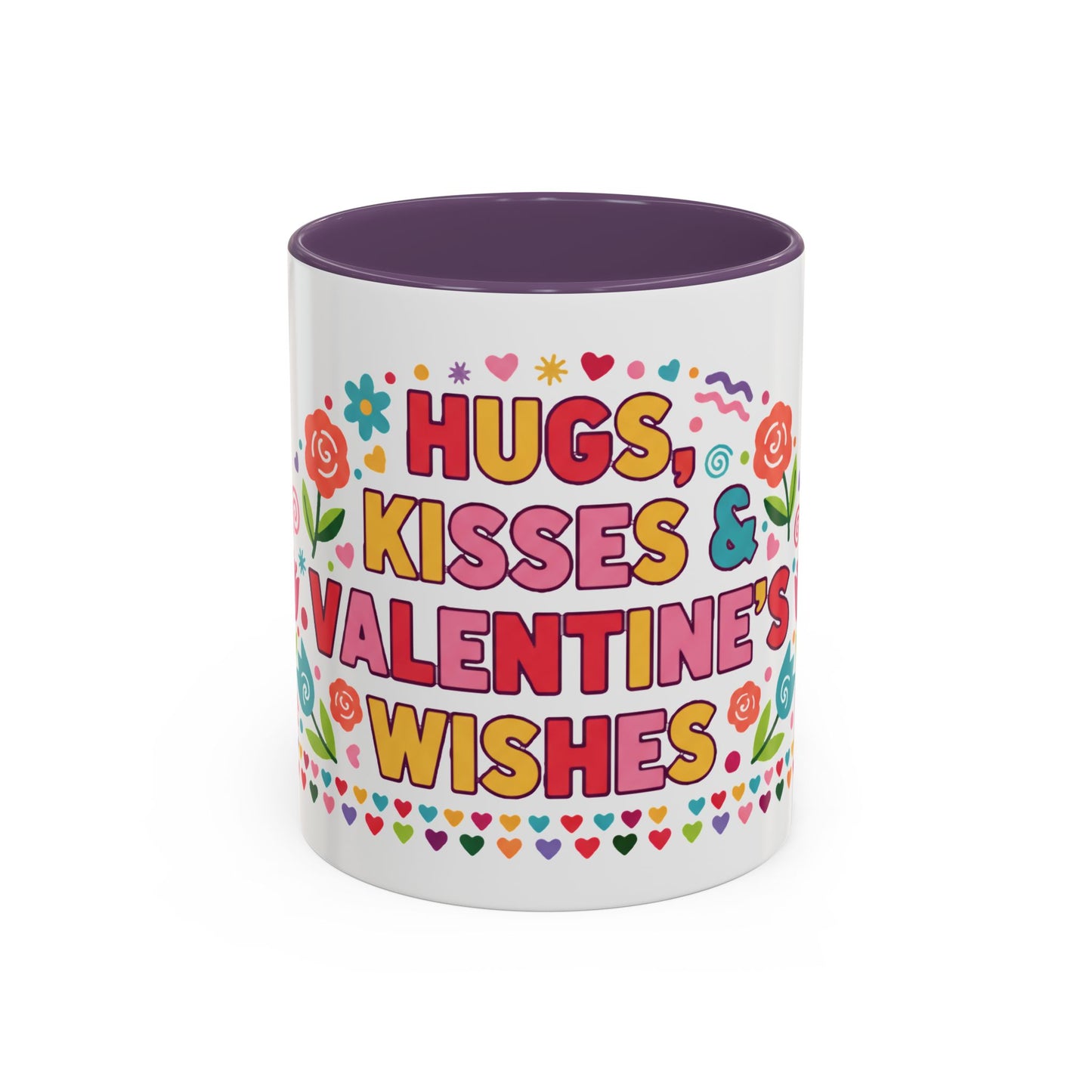 Hugs, Kisses & Valentine’s Wishes - Color Accent Mug