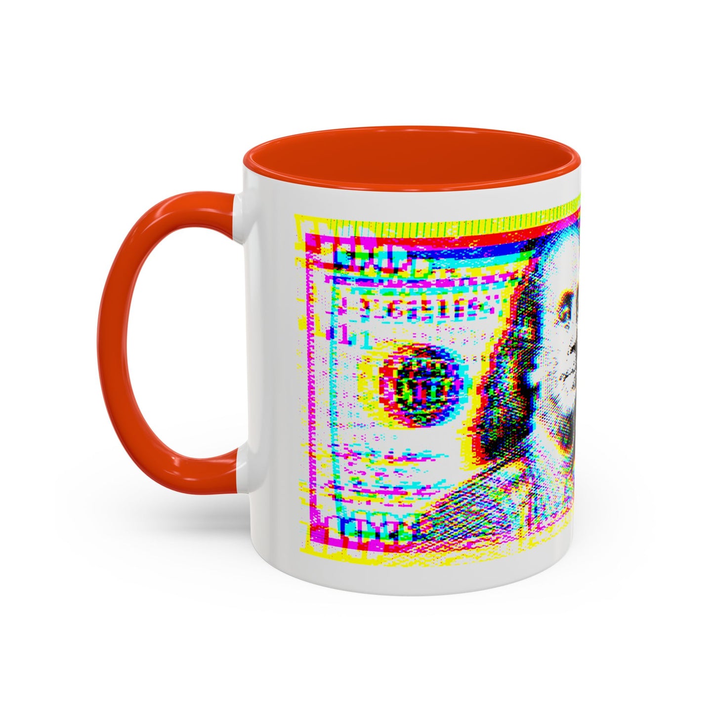100 Dollars Bill - Neon Color Explosion - Color Accent Mug