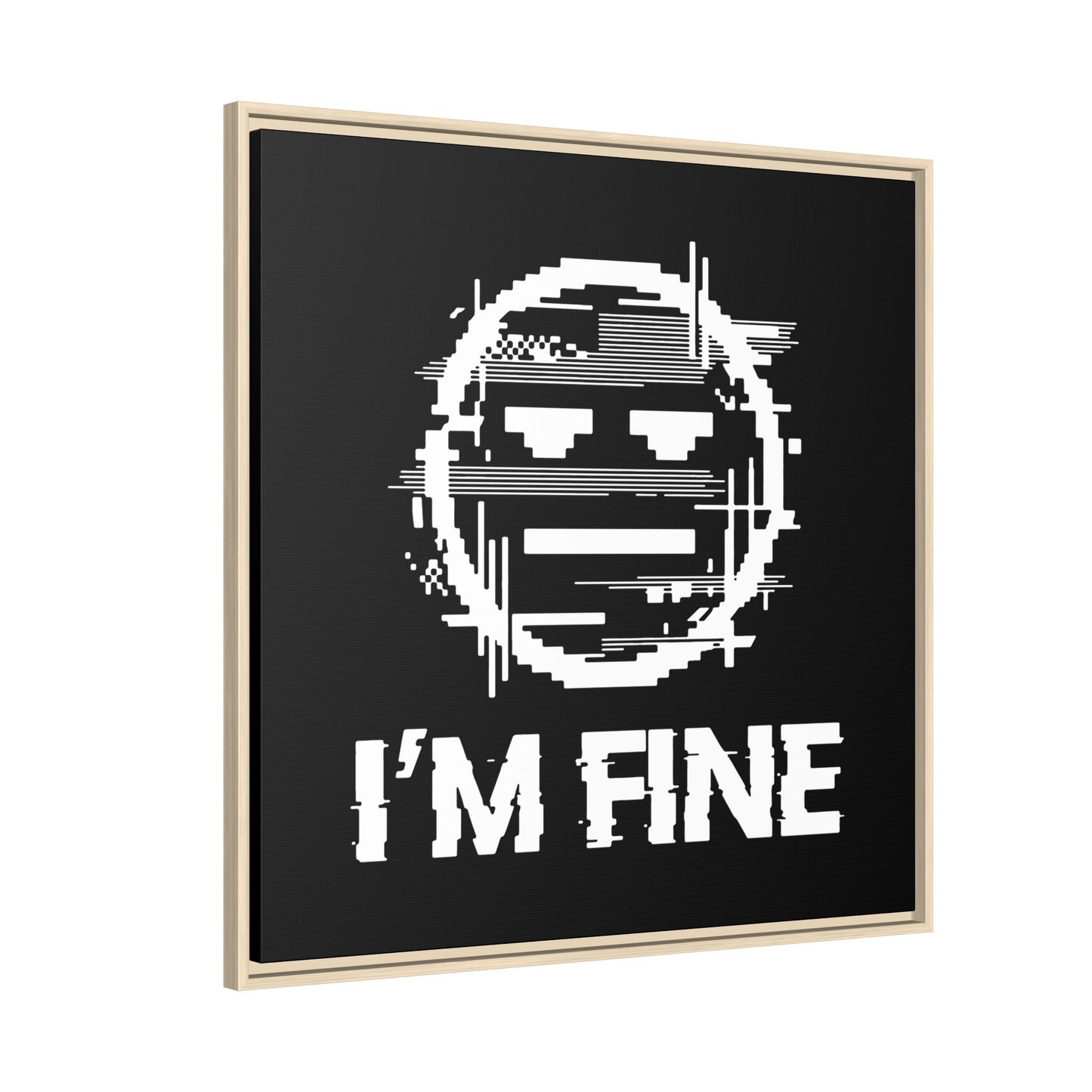 I’m Fine Glitched Smiley - Framed Canvas