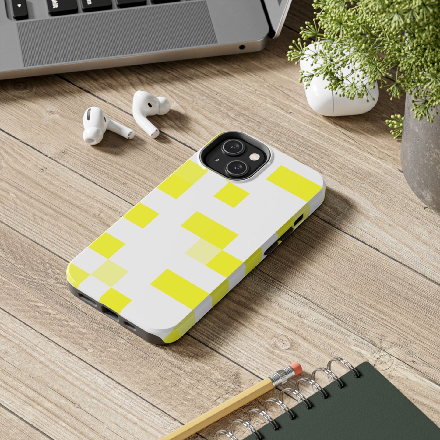 Yellow Pixel Grid -  Phone Case
