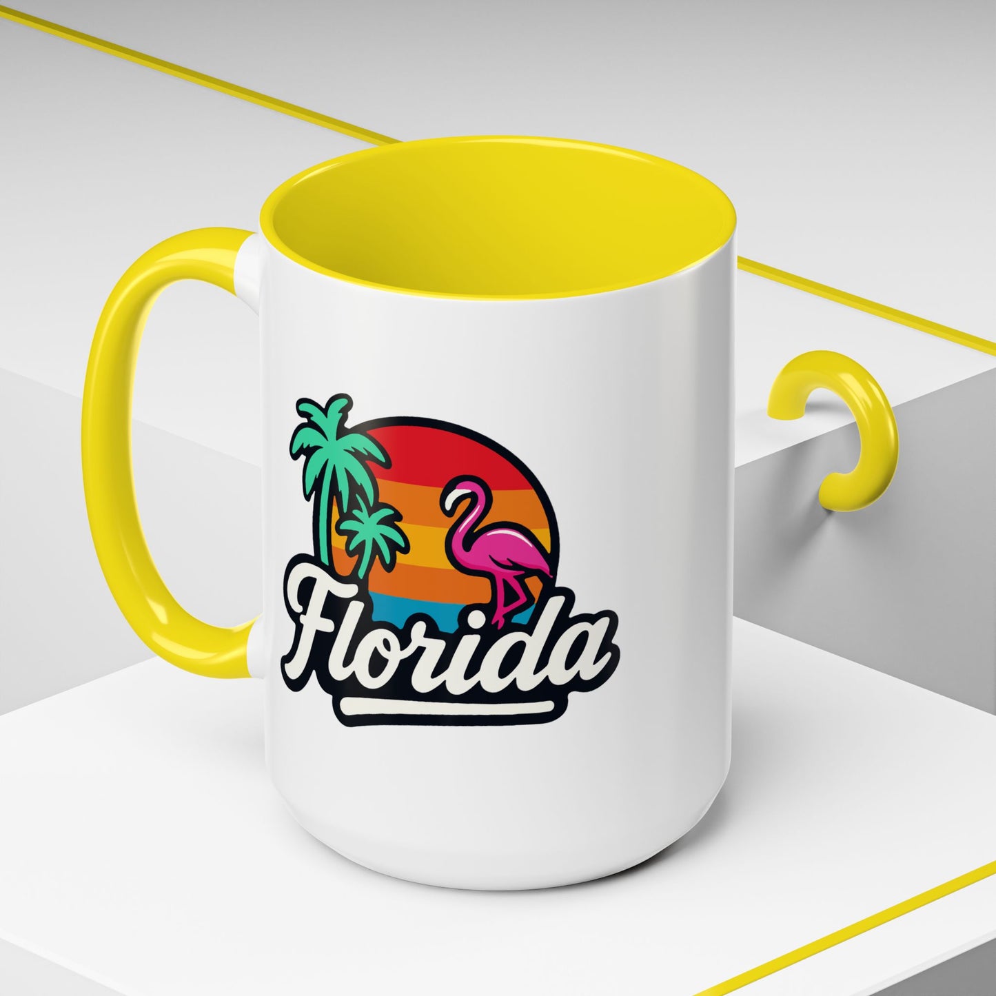 Florida Sunset Palm - Color Accent Mug