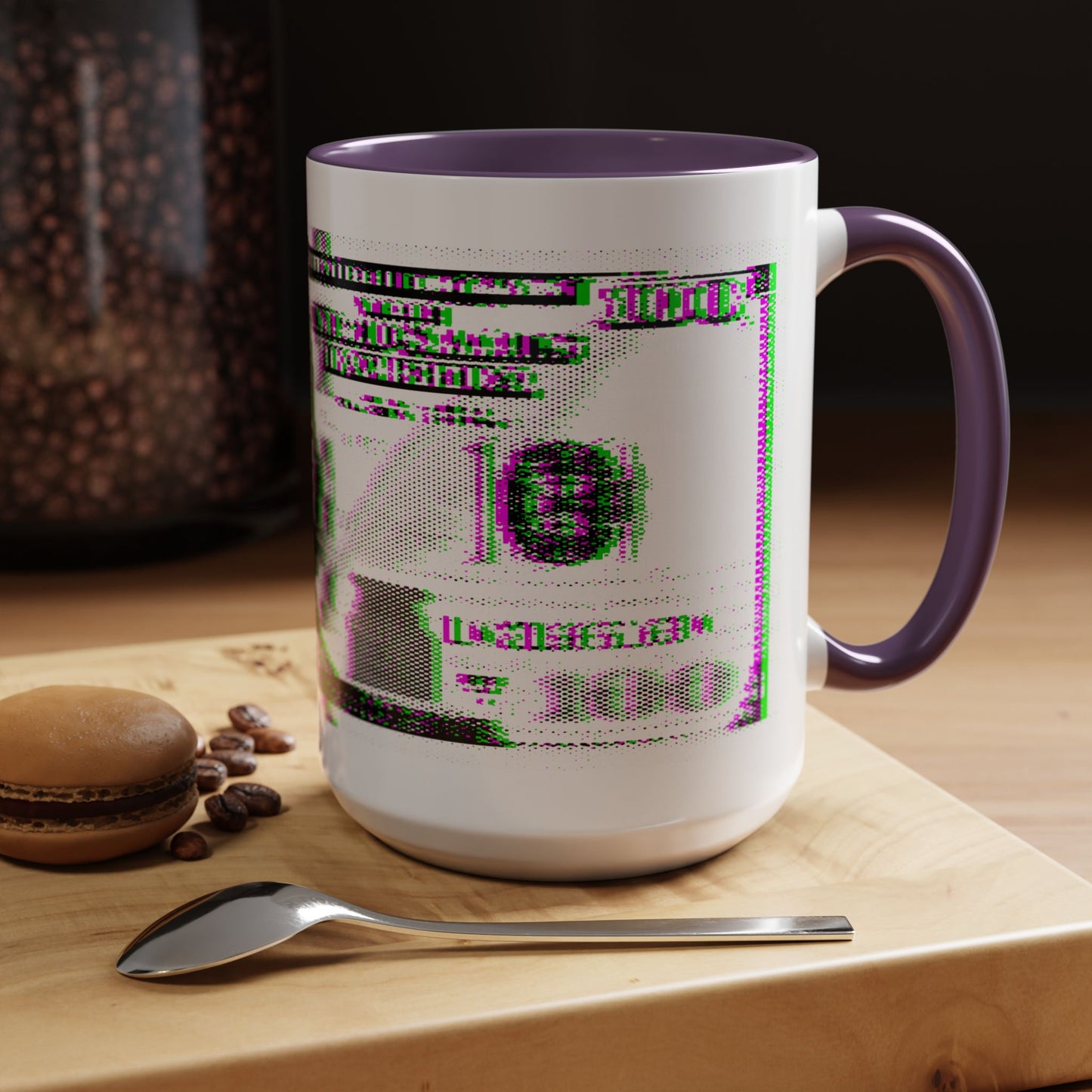 100 Dollars Bill - Green/Magenta Glitch - Color Accent Mug