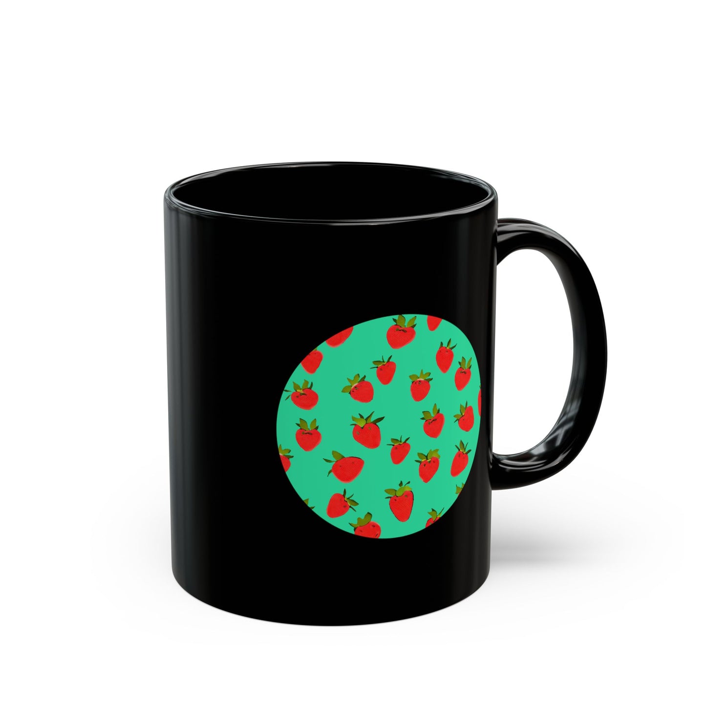 Strawberry Pattern - Black Mug