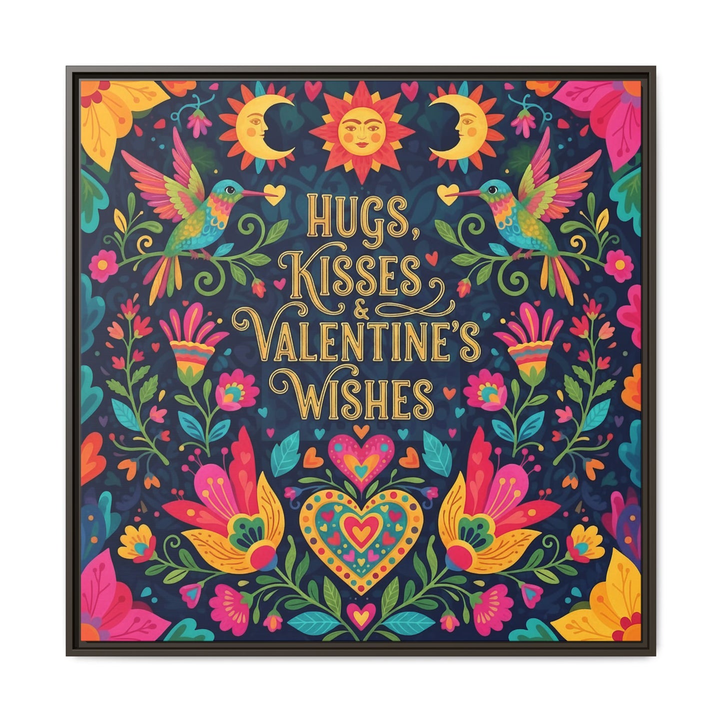 Hugs, Kisses & Valentine’s Wishes - Framed Canvas