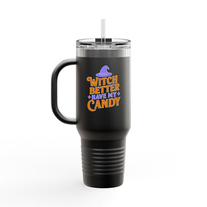 Witch-Themed Insulated Travel Mug, 40oz, Halloween Party, Gift for Witches, Reusable Coffee Cup, Fun Beverage Holder, Spooky Travel