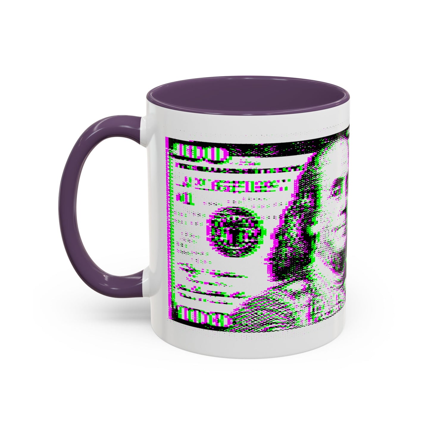 100 Dollars Bill - Green/Magenta Glitch - Color Accent Mug