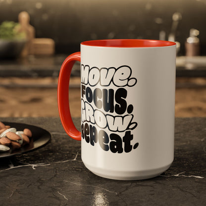 Move. Focus. Grow. Repeat. - Colorful Mug