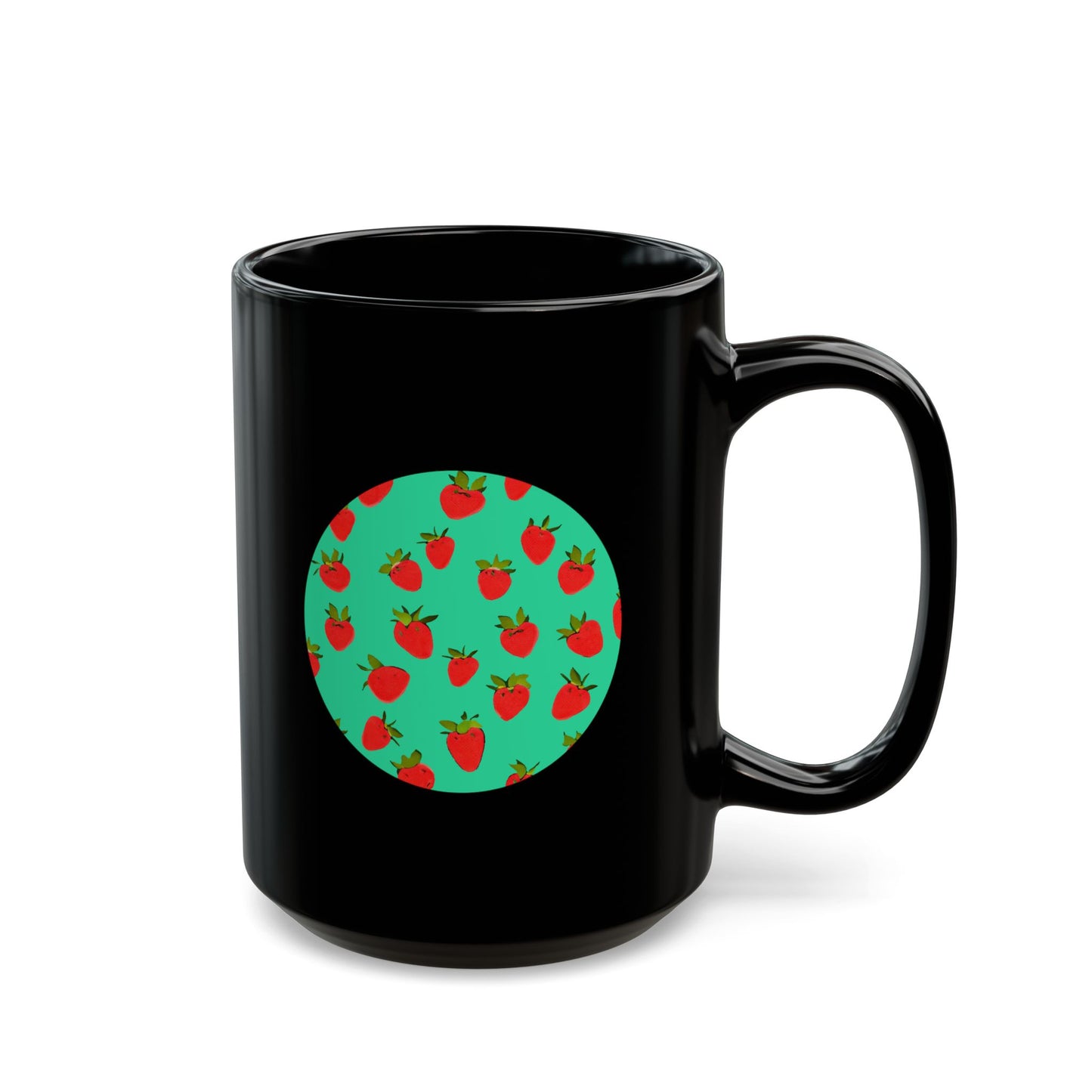 Strawberry Pattern - Black Mug