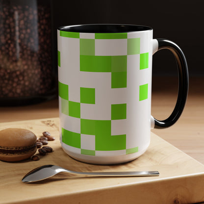 Lime Green Pixel Grid - Color Accent Mug