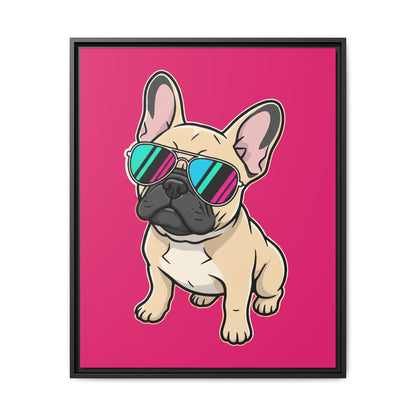 French Bulldog with Sunglasses - Framed Canvas