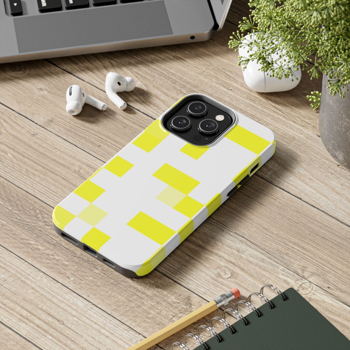 Yellow Pixel Grid -  Phone Case