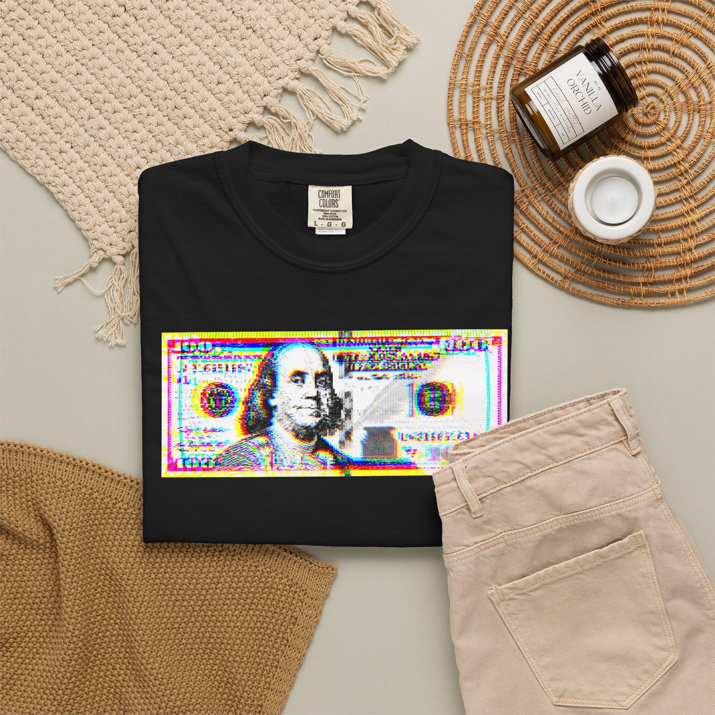 100 Dollars Bill - Neon Color Explosion - T-Shirt