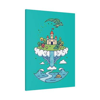 Floating Castle Dragon - Magical Fantasy Island - Canvas
