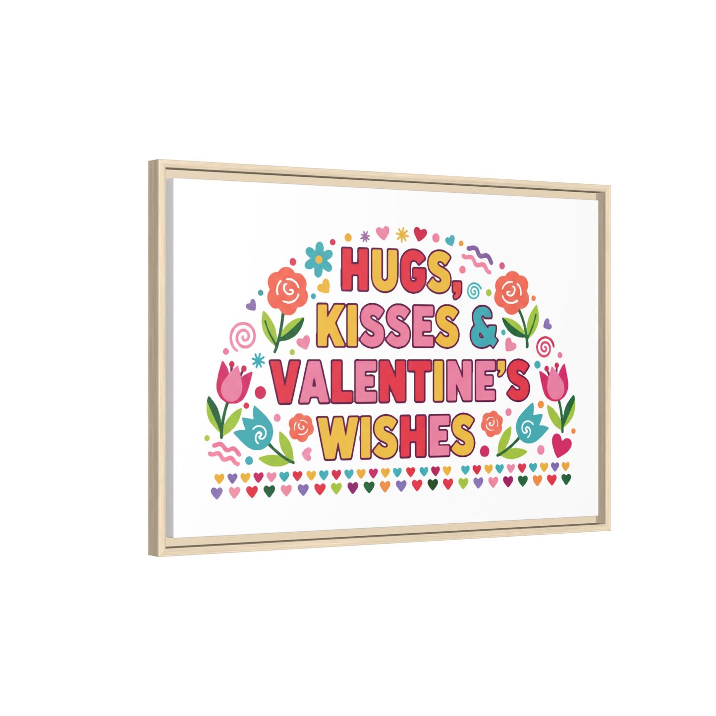 Hugs Kisses & Valentine's Wishes - Framed Canvas