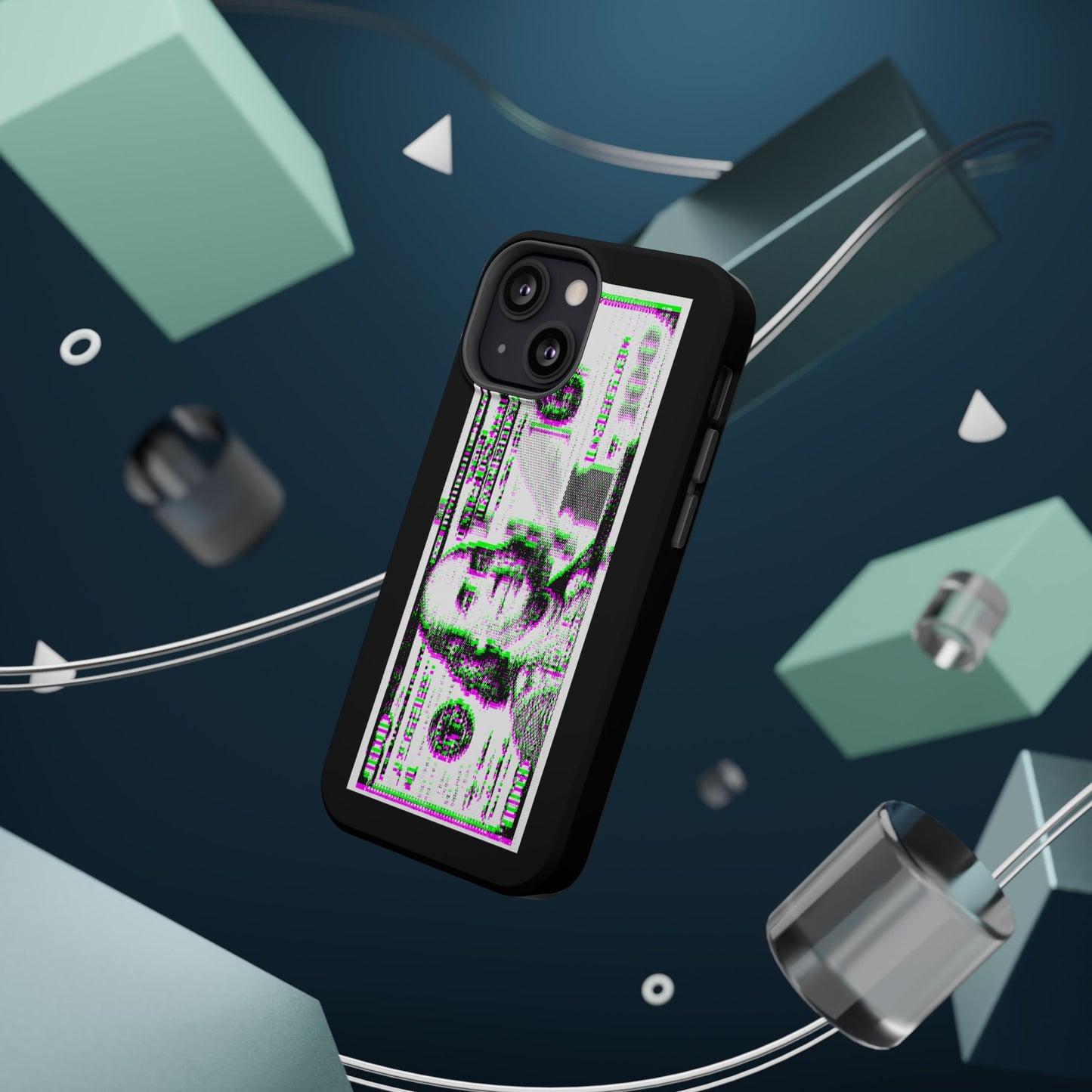 100 Dollars Bill - Green/Magenta Glitch - Magnetic Phone Case