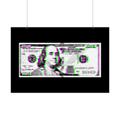100 Dollars Bill - Green/Magenta Glitch - Poster
