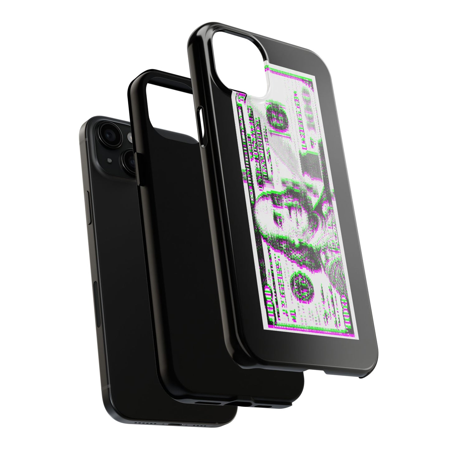 100 Dollars Bill - Green/Magenta Glitch - Phone Case