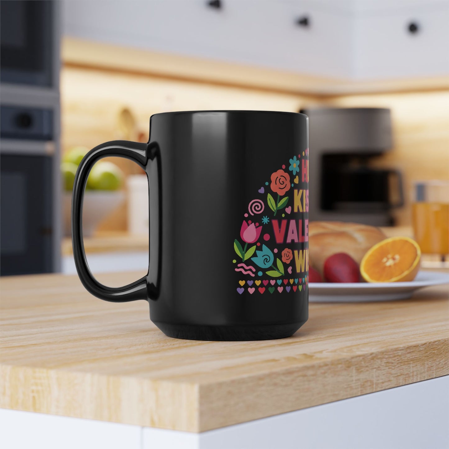 Hugs, Kisses & Valentine’s Wishes - Black Mug
