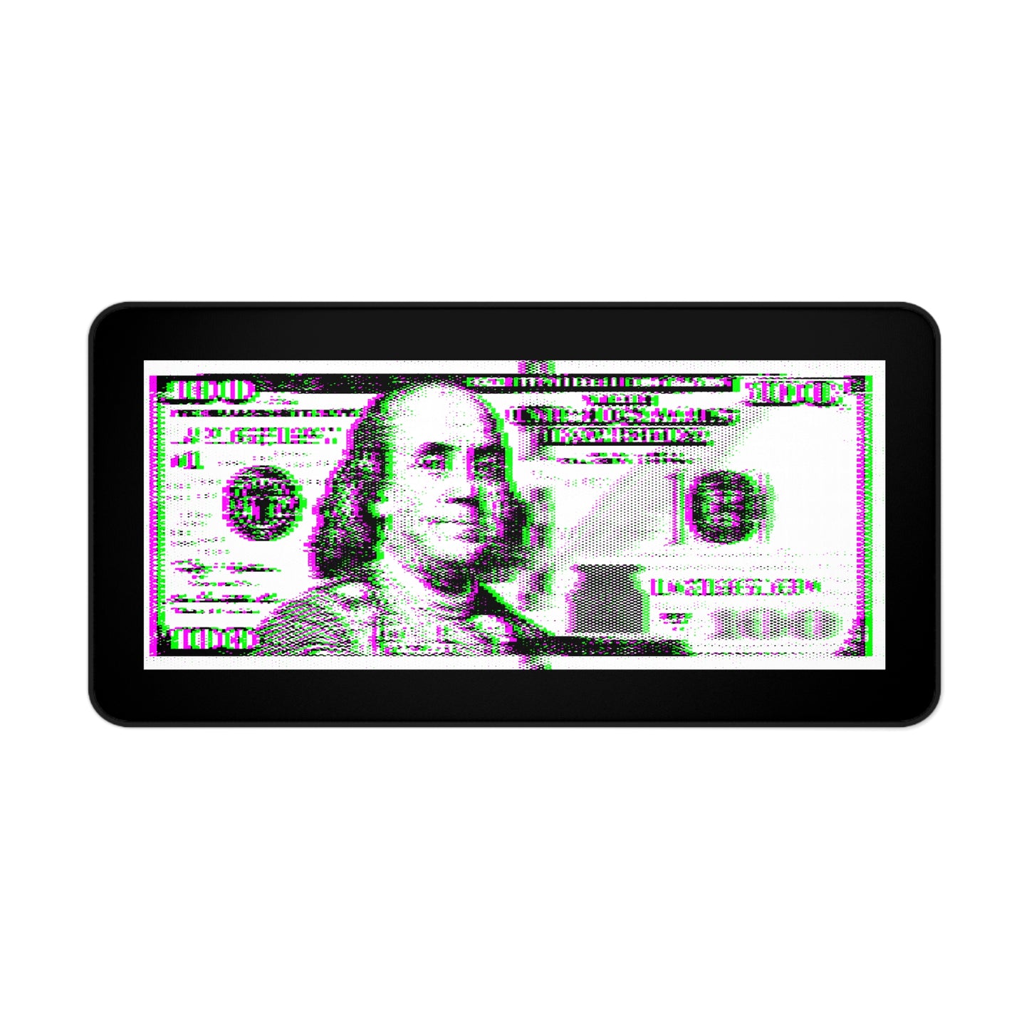 100 Dollars Bill - Green/Magenta Glitch - Desk Mat